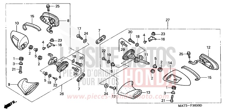 BACK MIRROR for Super Blackbird CANDY PHOENIX BLUE (PB284) from 2001